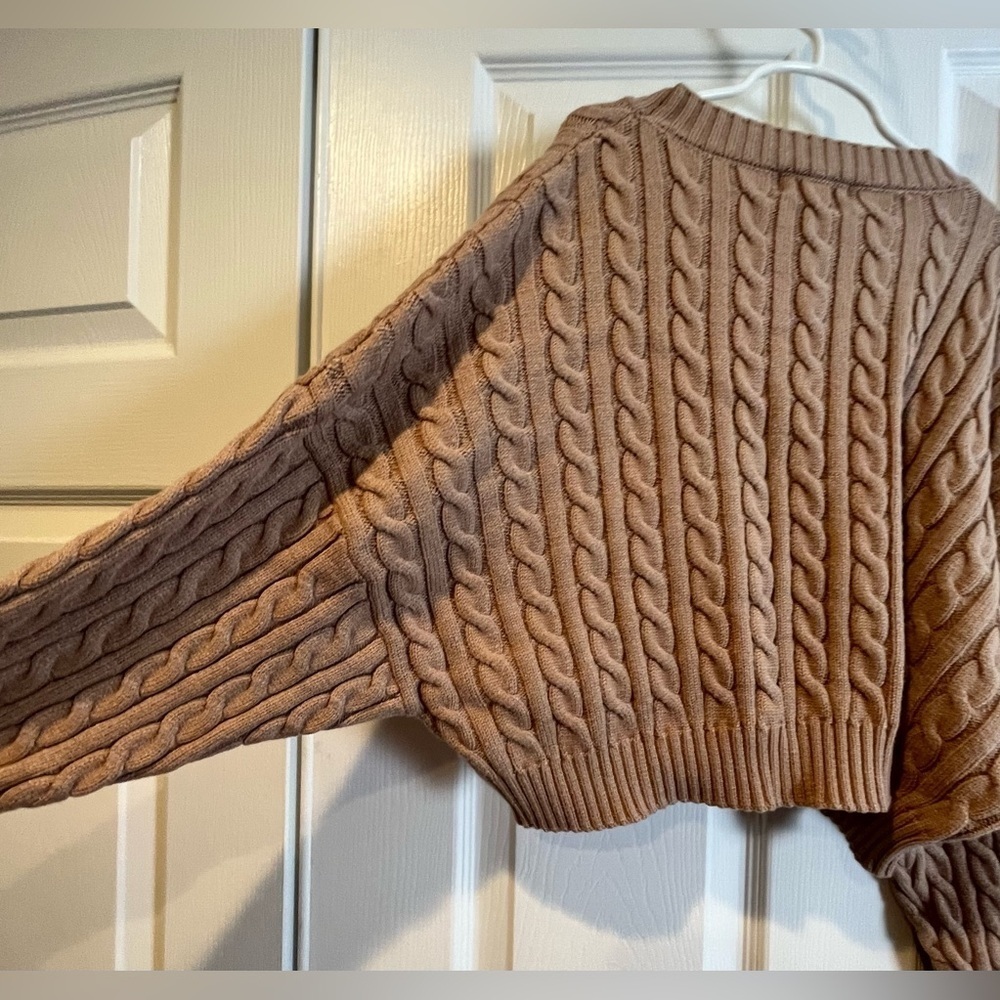 Altar'd State Tan Cable Knit Sweater, Size M - Picture 6 of 13
